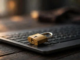 Gembok di atas keyboard laptop, ilustrasi apa itu SSL pada website