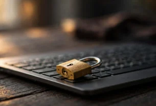 Gembok di atas keyboard laptop, ilustrasi apa itu SSL pada website