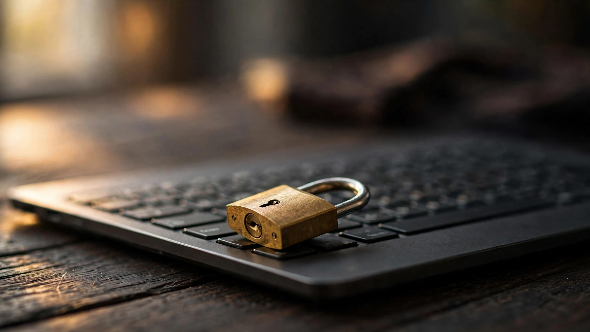 Gembok di atas keyboard laptop, ilustrasi apa itu SSL pada website