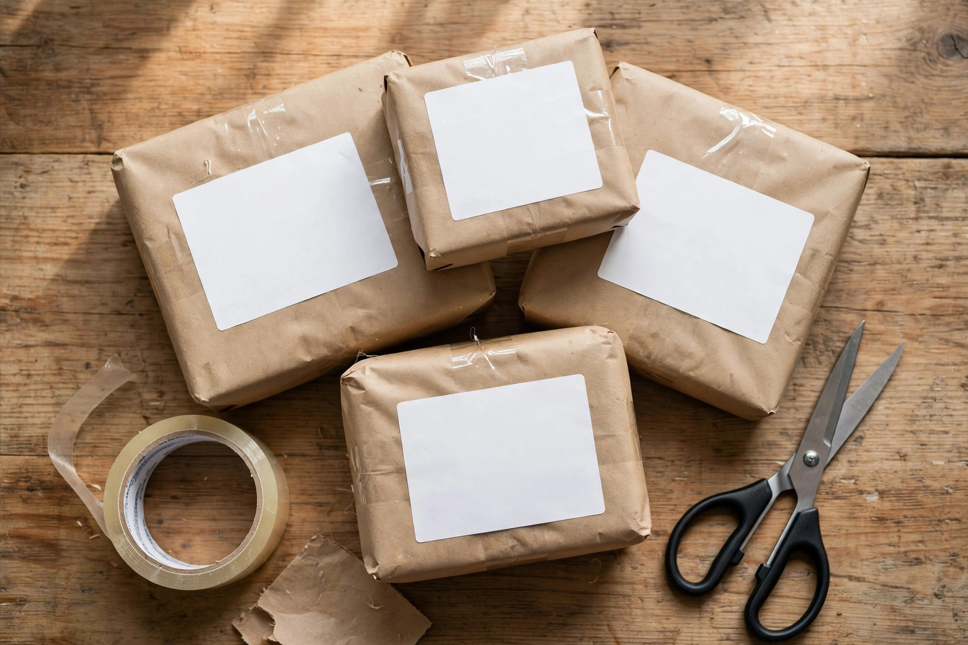 Paket pesanan marketplace yang siap dikirim dengan label pengiriman
