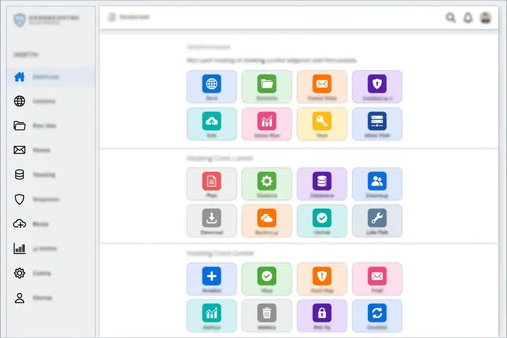 Panel kontrol hosting cPanel dengan grid ikon menu