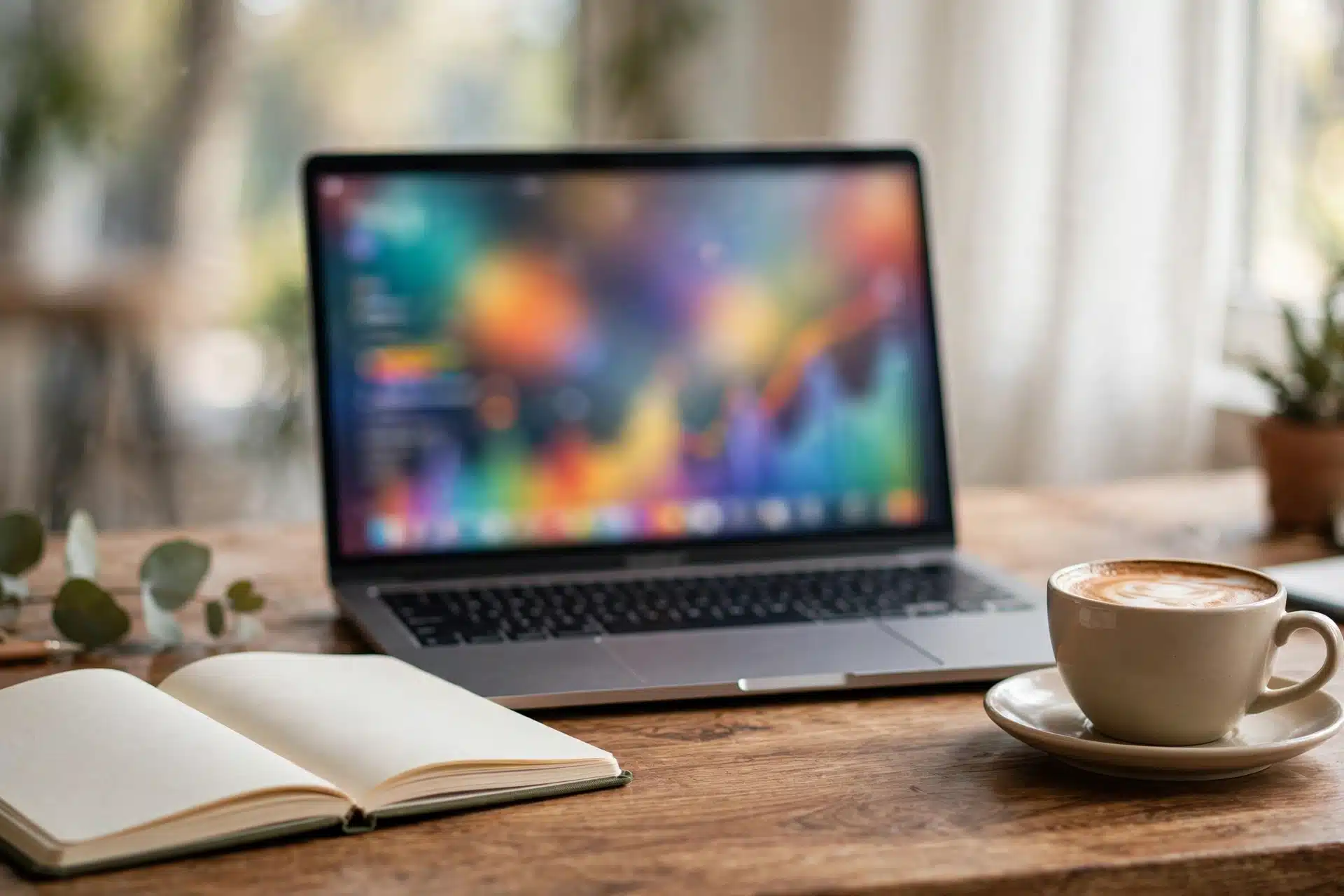 Laptop di meja kerja untuk memeriksa dashboard hosting sebelum memilih hosting website bisnis