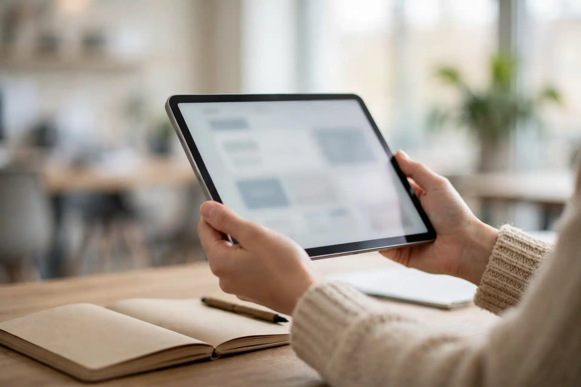 Tablet yang menampilkan halaman website, gambaran cara kerja website yang dibuka pengunjung
