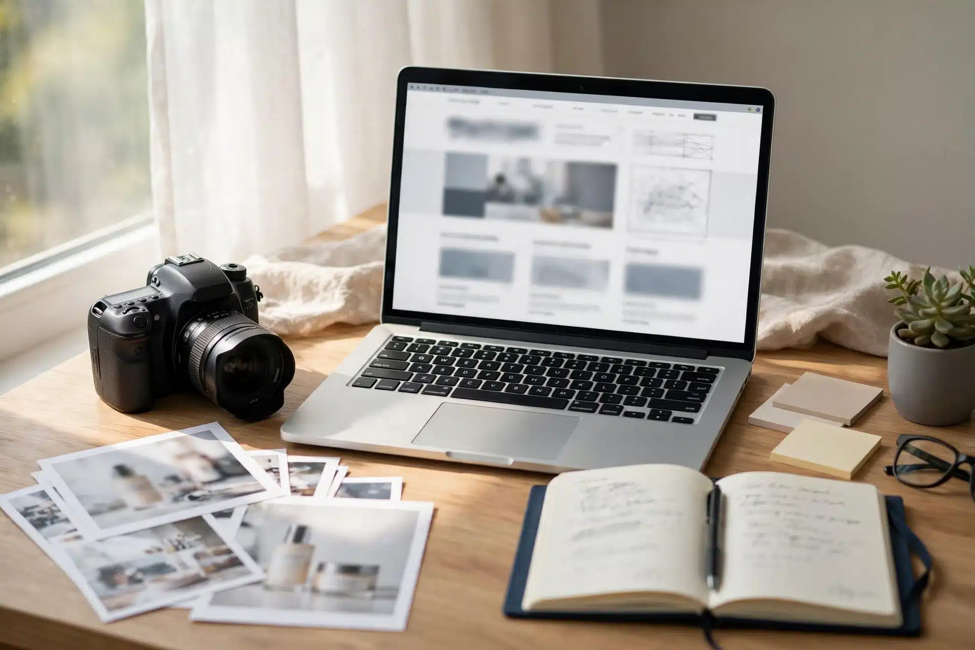Menyiapkan materi konten, foto produk, dan kamera sebelum pembuatan website dimulai