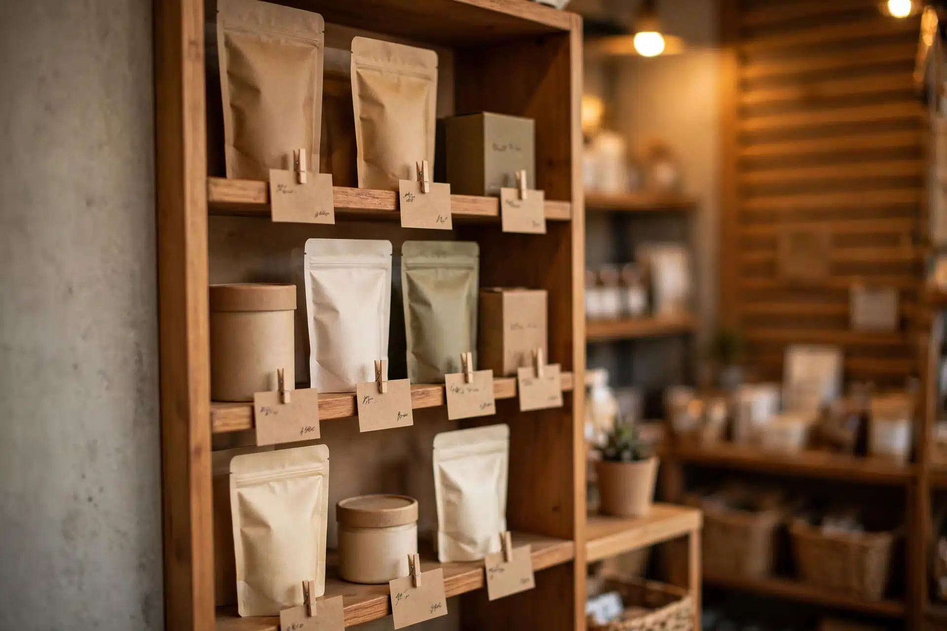 Rak produk dengan label harga sebagai bagian dari product dan price dalam marketing mix