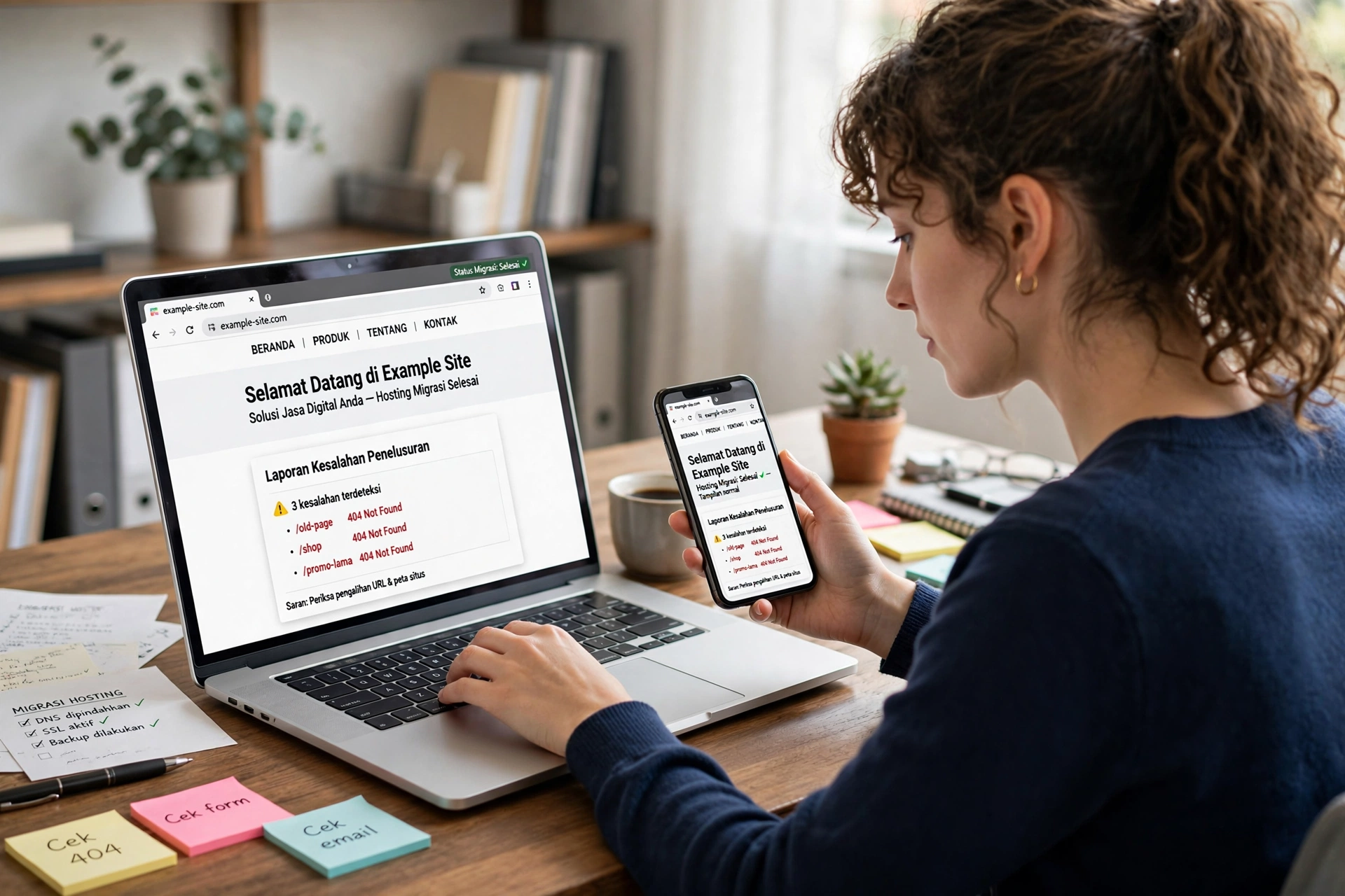 Pemeriksaan website setelah pindah hosting pada laptop dan ponsel